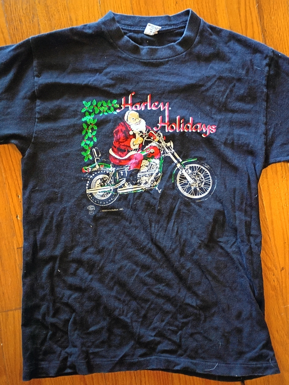 Vtg 1986 Harley Davidson Harley Holidays Santa Motorcycle Sz M/L